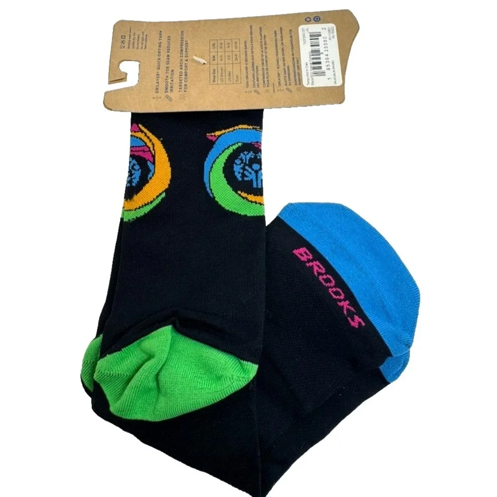 Unisex Brooks Tempo Knit In Crew Socks Special Olympics 2022 Black Sz L/XL NWT - Picture 2 of 4